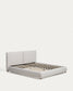 Letto Elerio in ciniglia écru per materasso da 180 x 200 cm