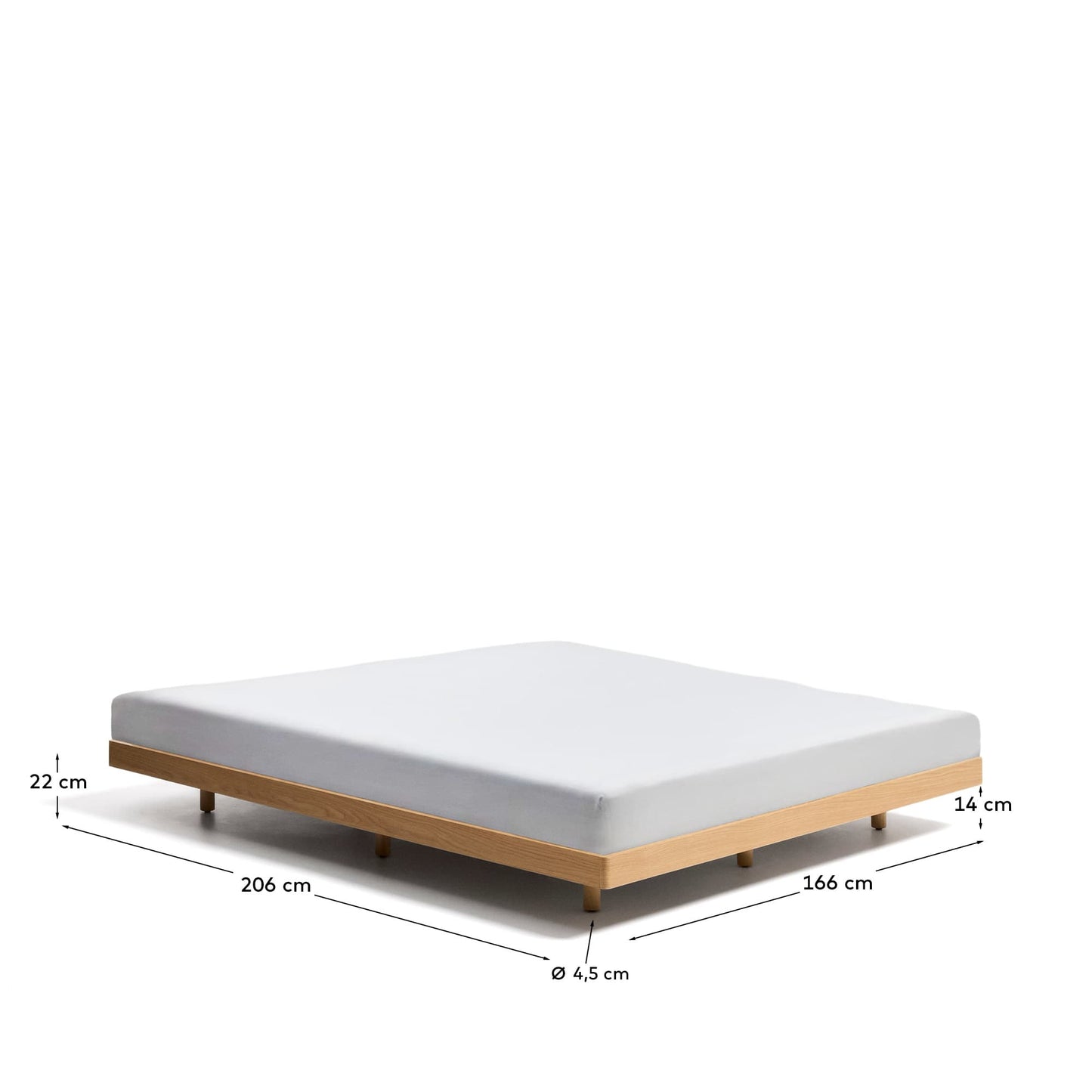 Base Norlen in impiallacciato di rovere con finitura naturale per materasso da 160 x 200 cm FSC Mix Credit