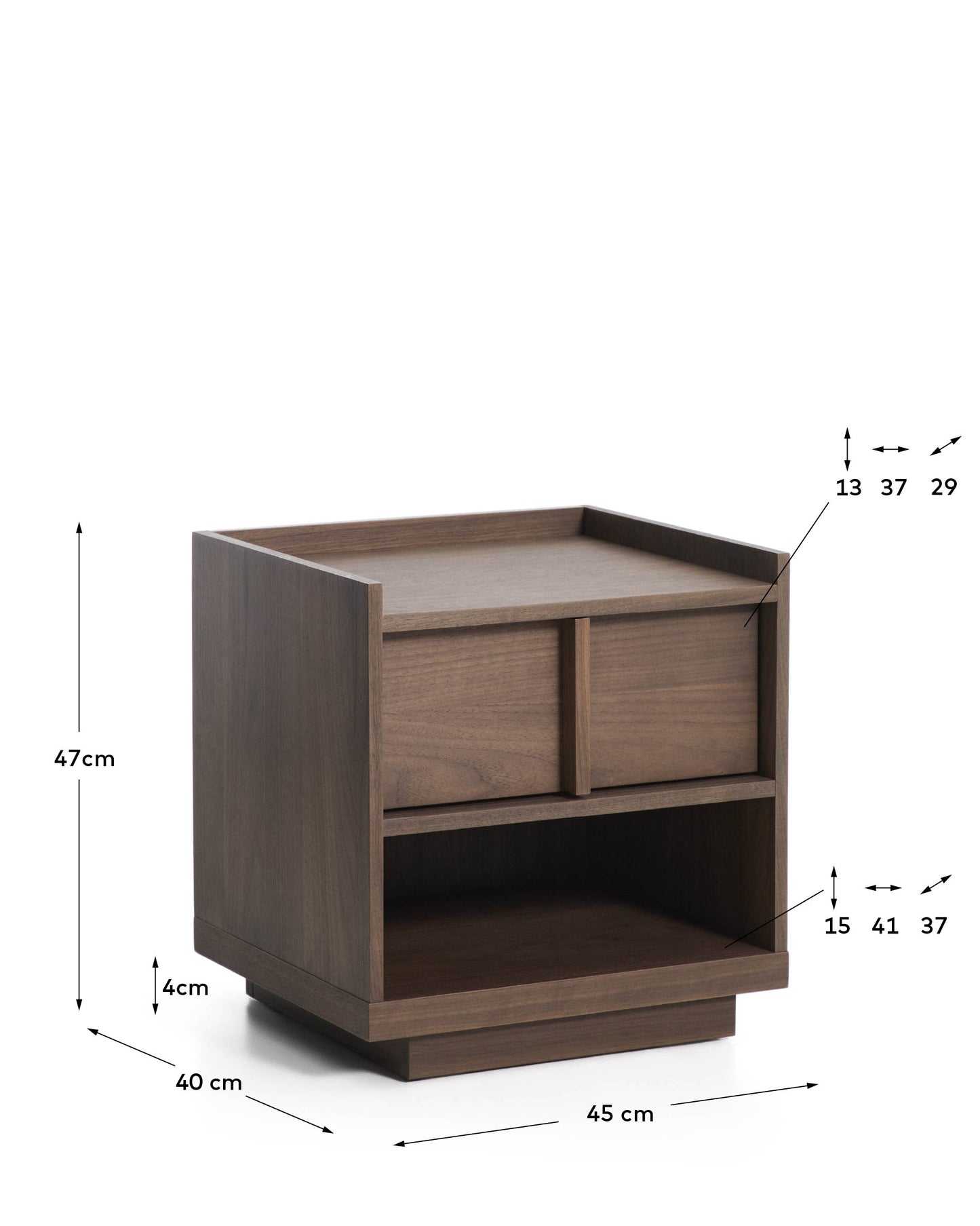 Comodino Onix 1 cassetto in impiallacciatura di noce finitura scura 45 x 47 cm FSC Mix Credit