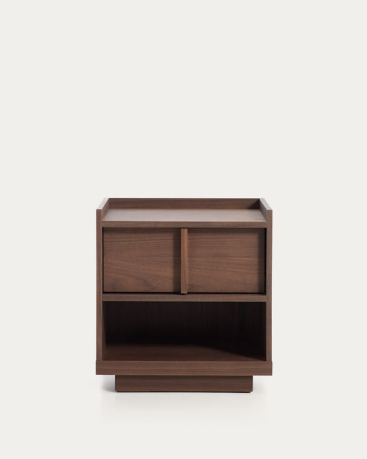 Comodino Onix 1 cassetto in impiallacciatura di noce finitura scura 45 x 47 cm FSC Mix Credit