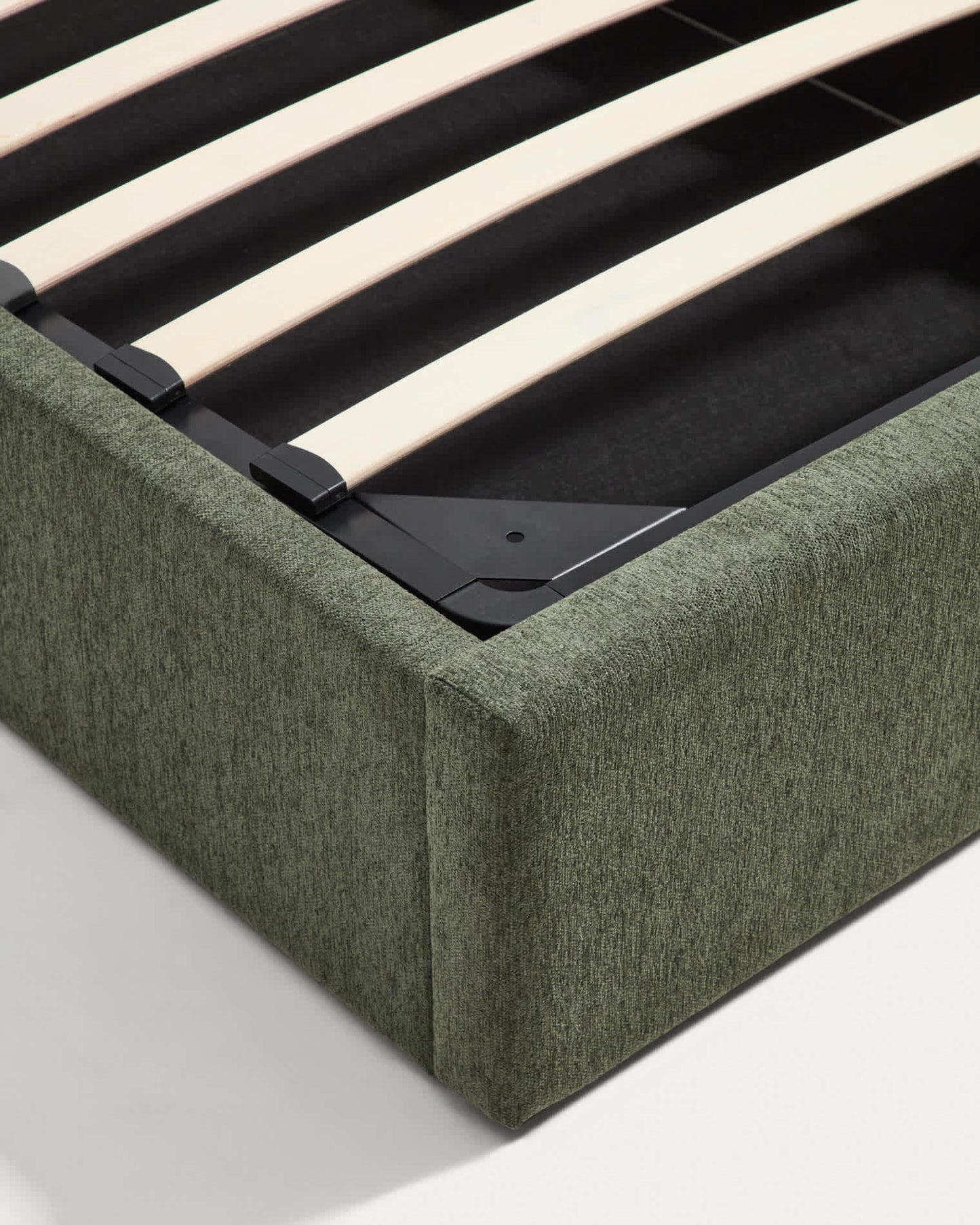 Letto contenitore sollevabile Darnela in ciniglia verde muschio per materasso da 90 x 200 cm