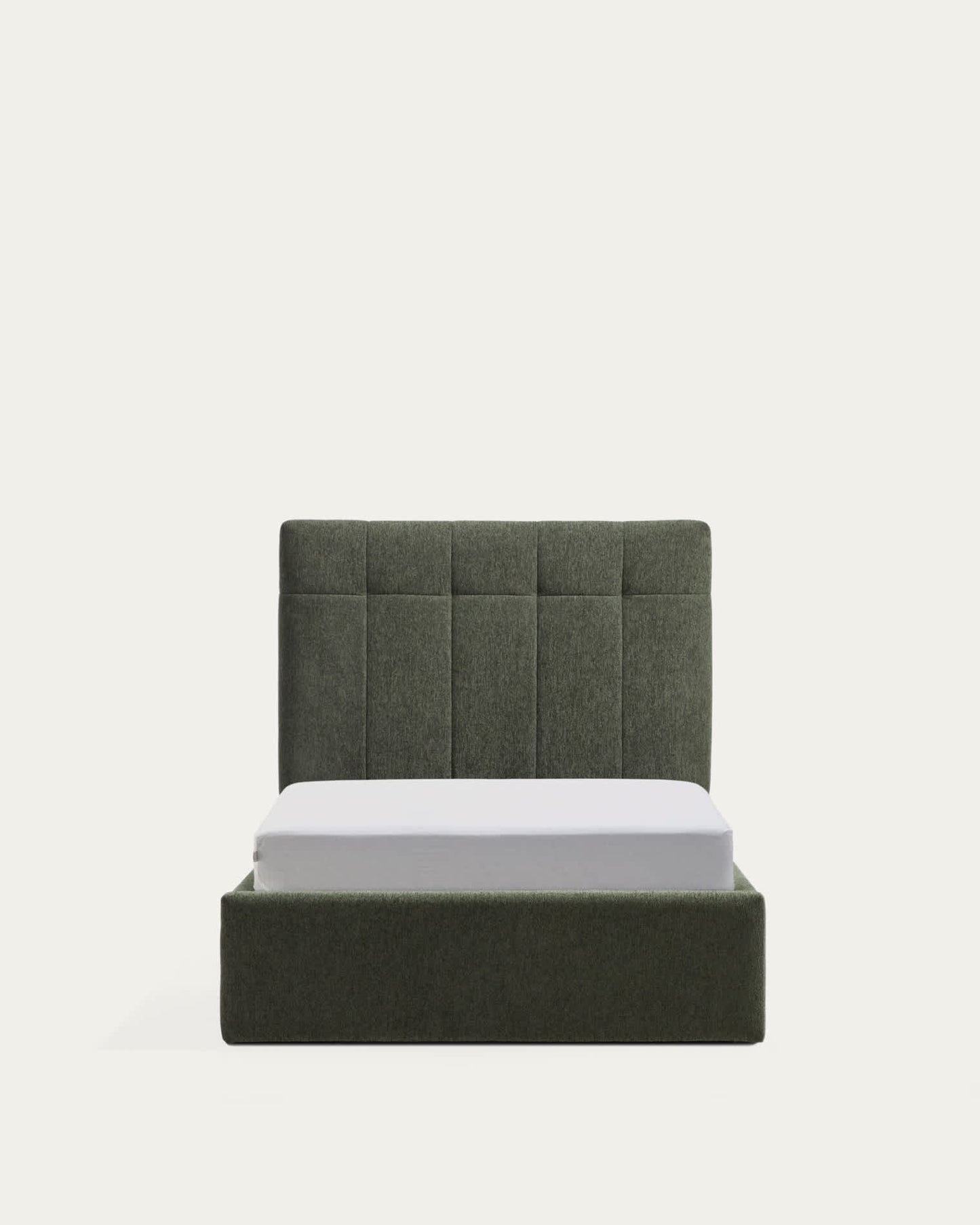 Letto contenitore sollevabile Darnela in ciniglia verde muschio per materasso da 90 x 200 cm