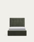 Letto contenitore sollevabile Darnela in ciniglia verde muschio per materasso da 90 x 200 cm