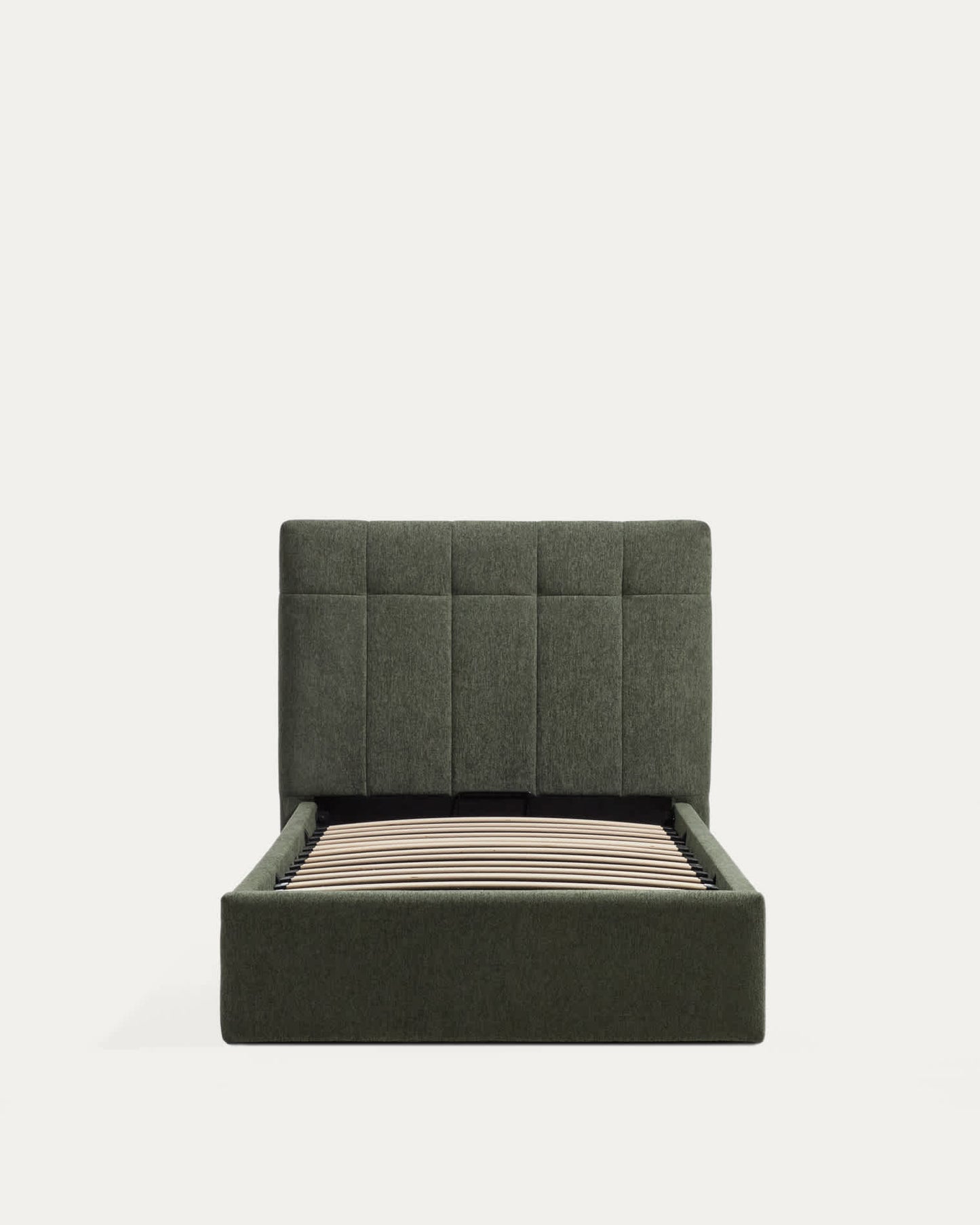Letto contenitore sollevabile Darnela in ciniglia verde muschio per materasso da 90 x 200 cm