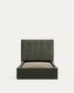 Letto contenitore sollevabile Darnela in ciniglia verde muschio per materasso da 90 x 200 cm