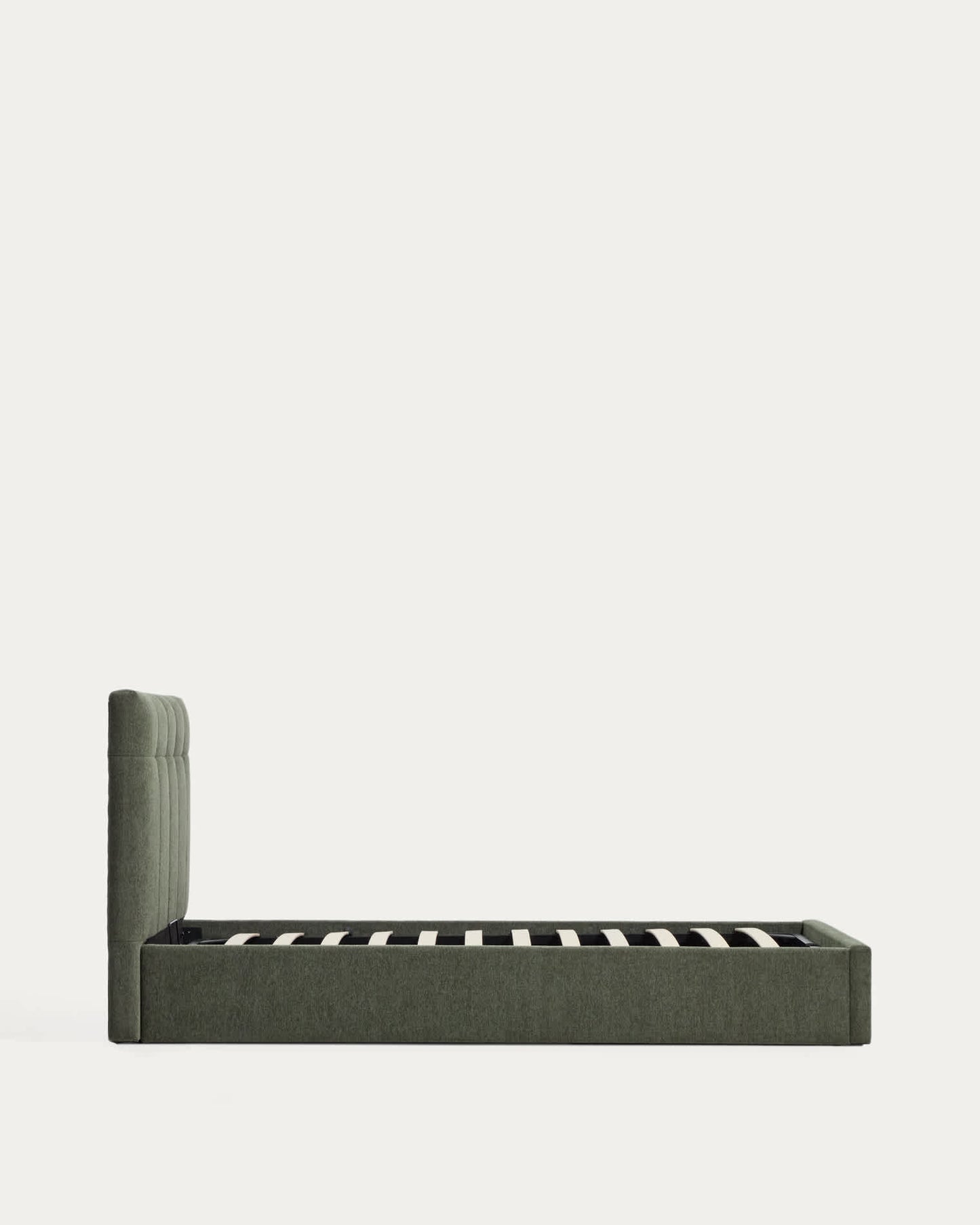 Letto contenitore sollevabile Darnela in ciniglia verde muschio per materasso da 90 x 200 cm