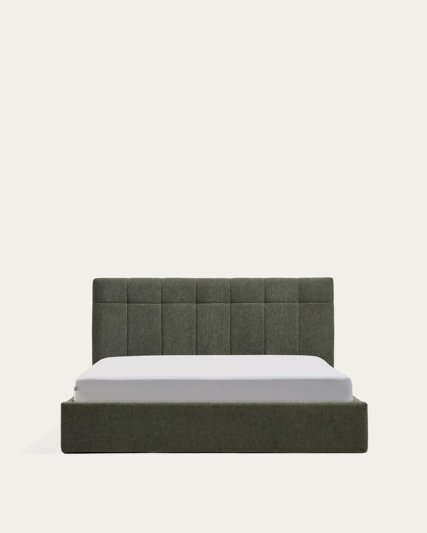 Letto contenitore sollevabile Darnela in ciniglia verde muschio per materasso da 150 x 200 cm