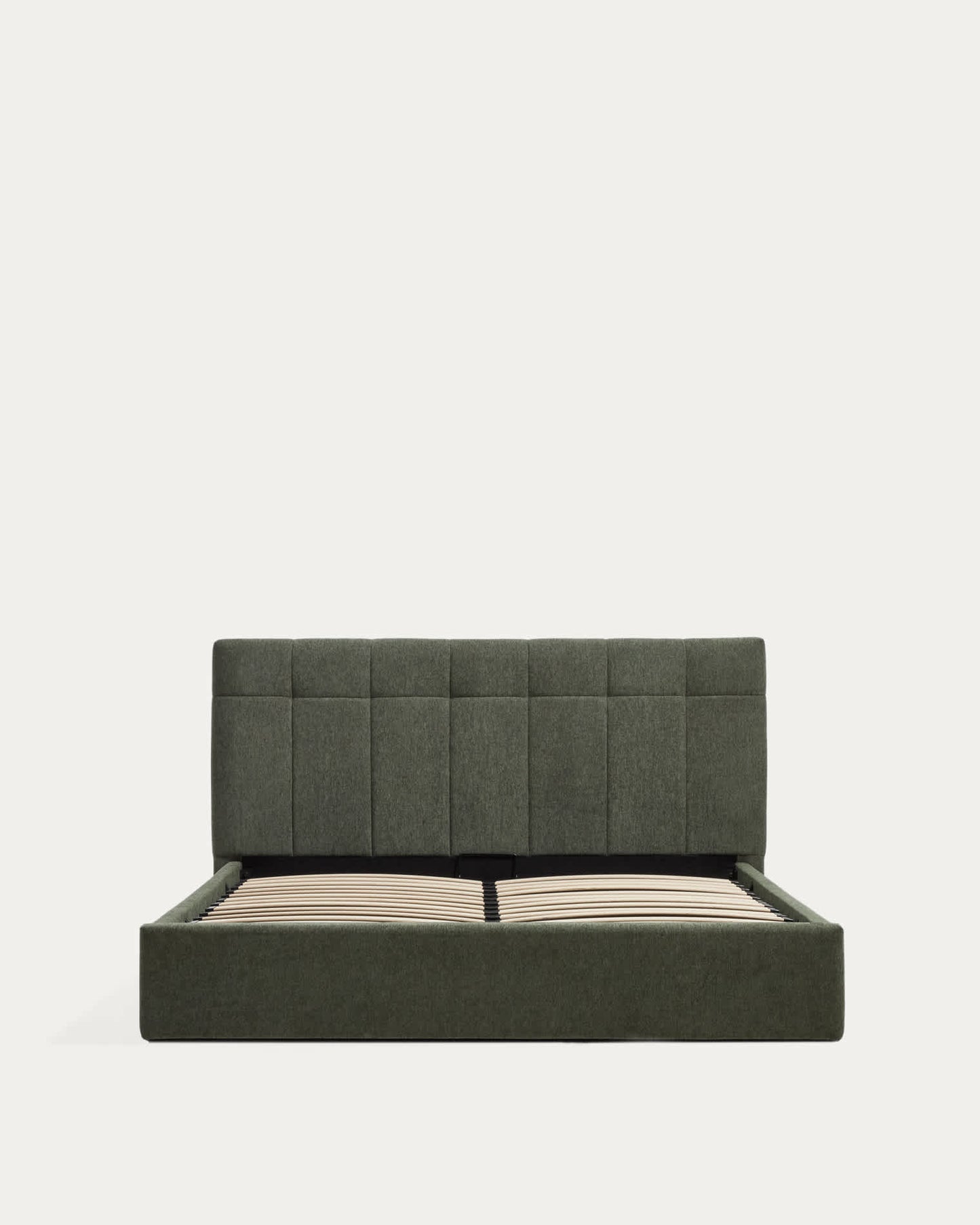 Letto contenitore sollevabile Darnela in ciniglia verde muschio per materasso da 150 x 200 cm