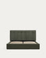 Letto contenitore sollevabile Darnela in ciniglia verde muschio per materasso da 150 x 200 cm