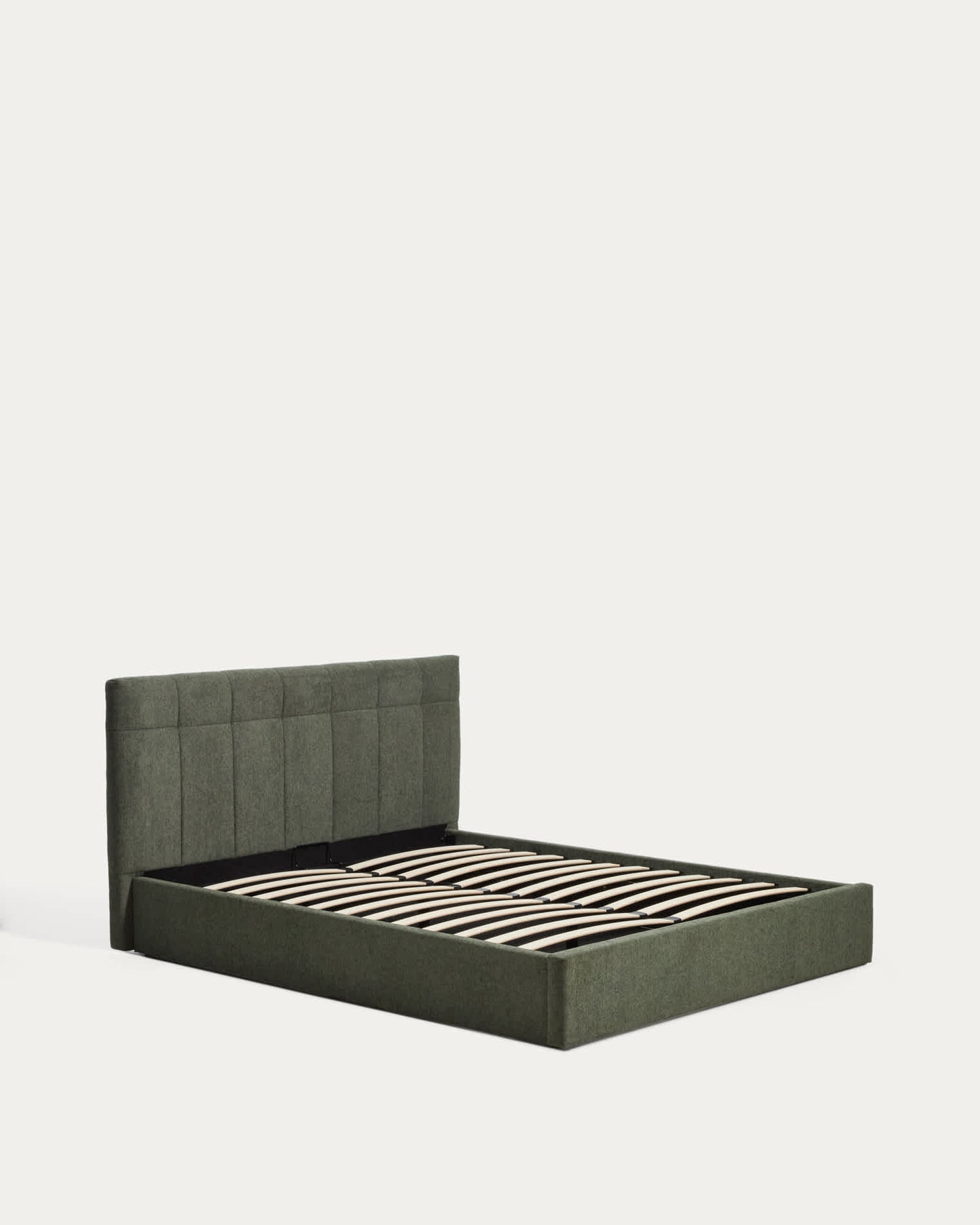 Letto contenitore sollevabile Darnela in ciniglia verde muschio per materasso da 150 x 200 cm