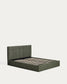 Letto contenitore sollevabile Darnela in ciniglia verde muschio per materasso da 150 x 200 cm