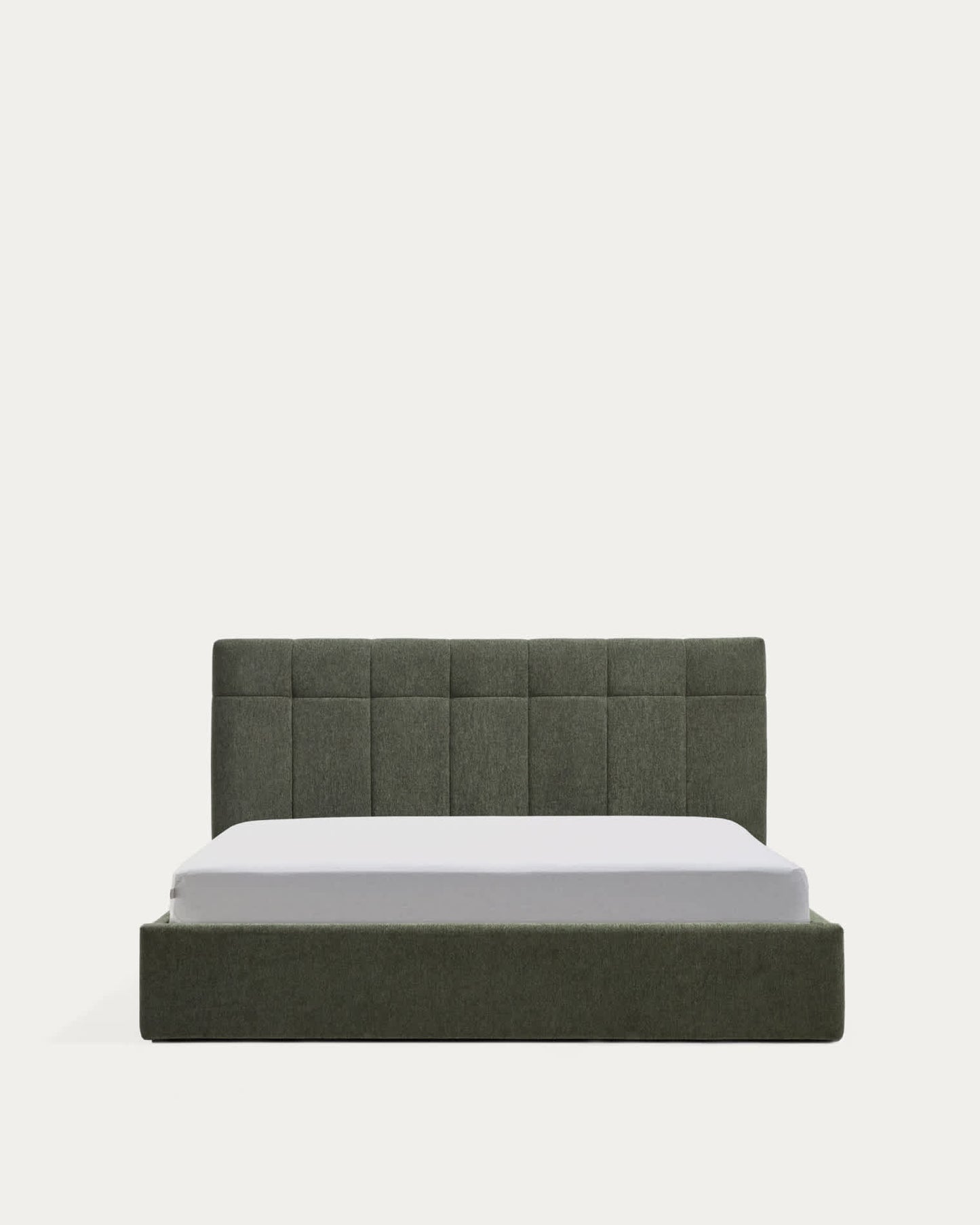 Letto contenitore sollevabile Darnela in ciniglia verde muschio per materasso da 160 x 200 cm