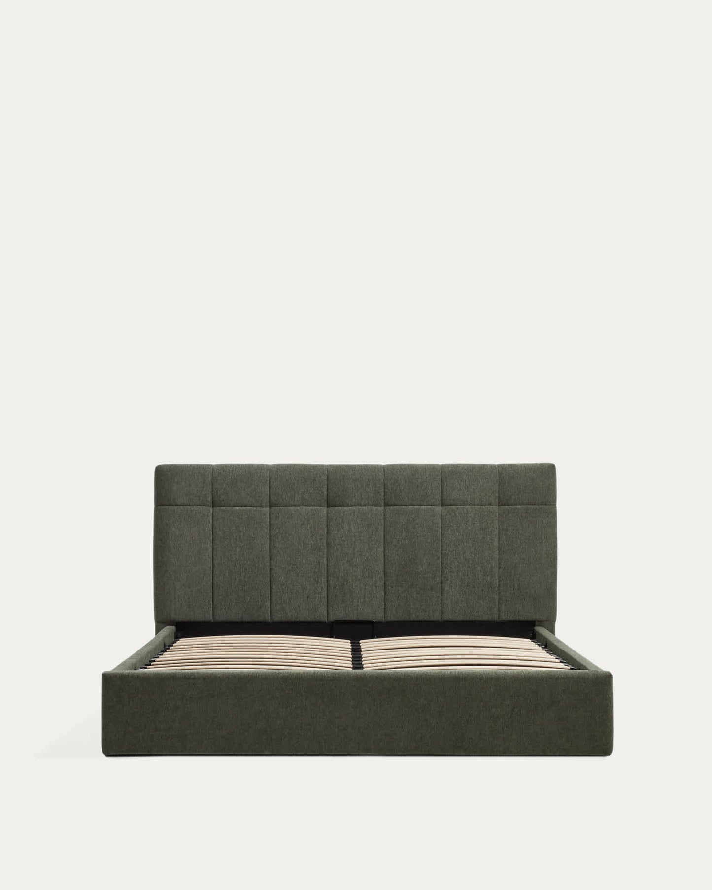 Letto contenitore sollevabile Darnela in ciniglia verde muschio per materasso da 160 x 200 cm