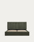 Letto contenitore sollevabile Darnela in ciniglia verde muschio per materasso da 160 x 200 cm