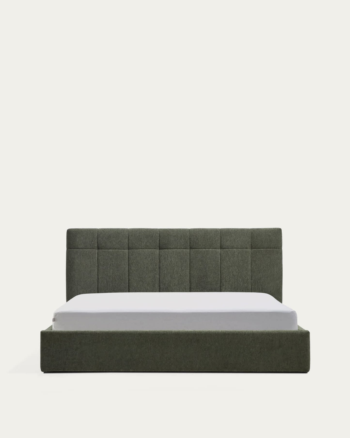 Letto contenitore sollevabile Darnela in ciniglia verde muschio per materasso da 180 x 200 cm
