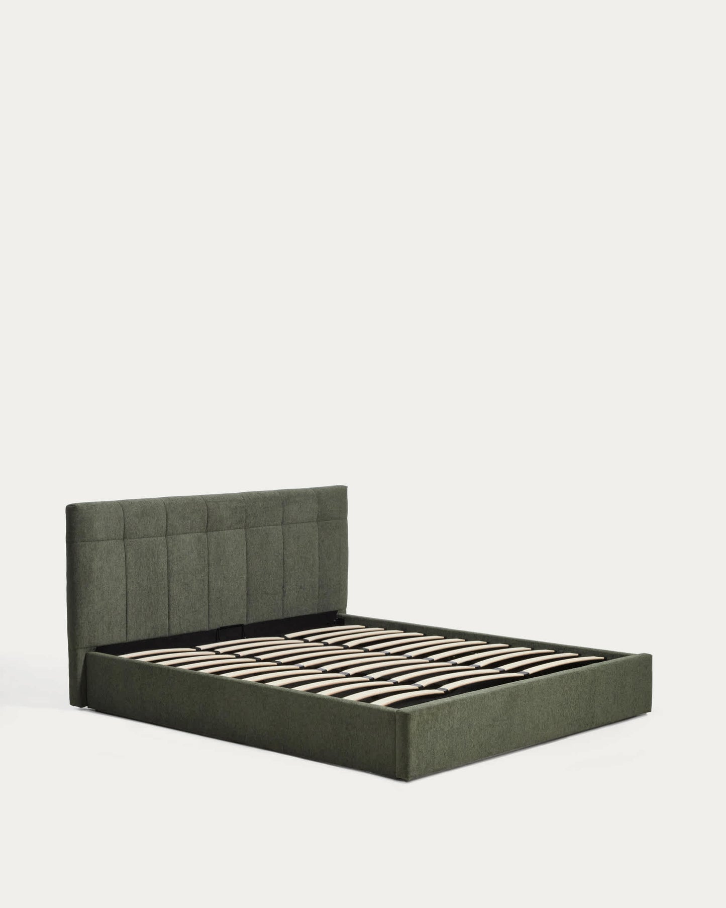 Letto contenitore sollevabile Darnela in ciniglia verde muschio per materasso da 180 x 200 cm