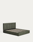 Letto contenitore sollevabile Darnela in ciniglia verde muschio per materasso da 180 x 200 cm