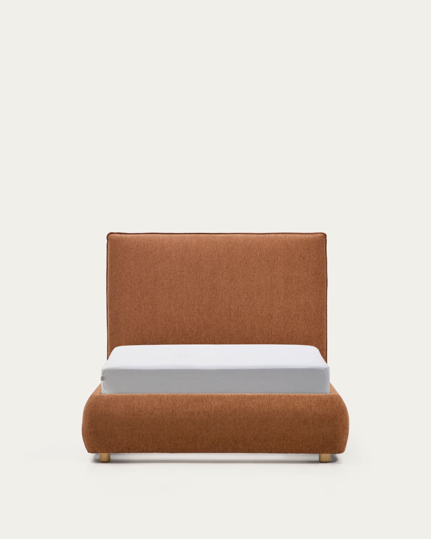 Letto Elerio in ciniglia rosso ramato chiaro per materasso da 90 x 200 cm