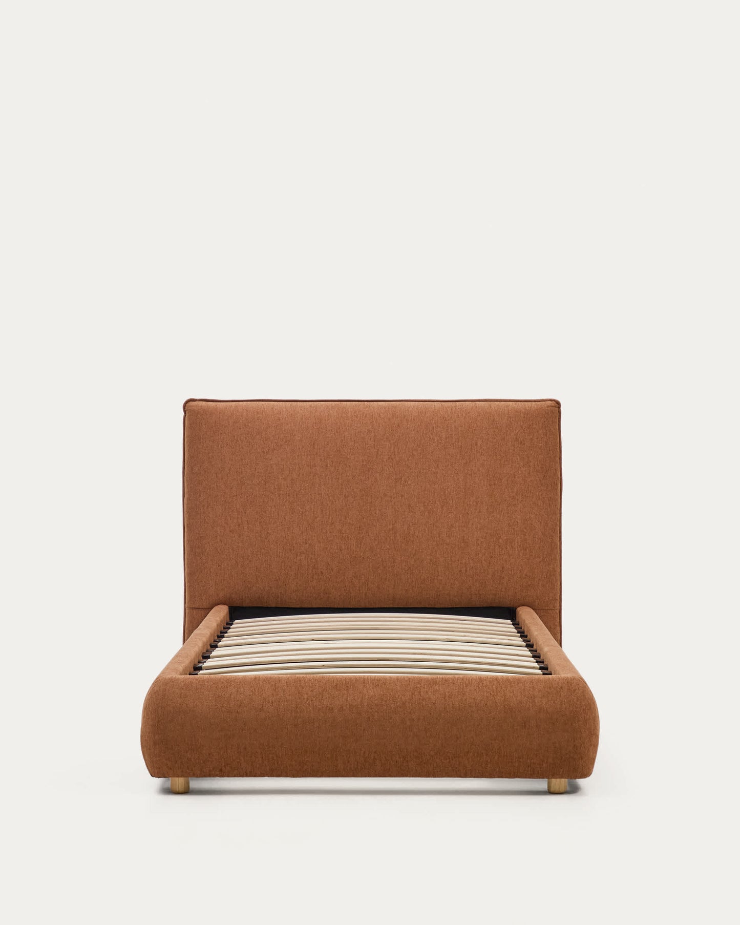 Letto Elerio in ciniglia rosso ramato chiaro per materasso da 90 x 200 cm