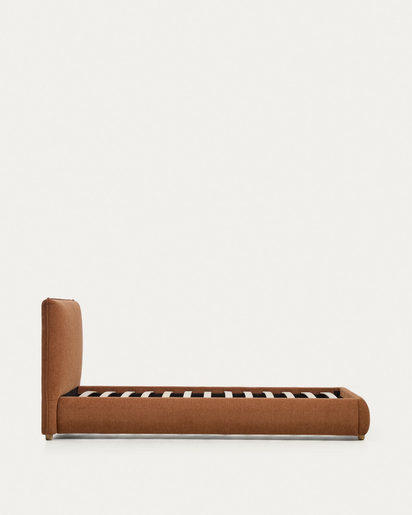 Letto Elerio in ciniglia rosso ramato chiaro per materasso da 90 x 200 cm