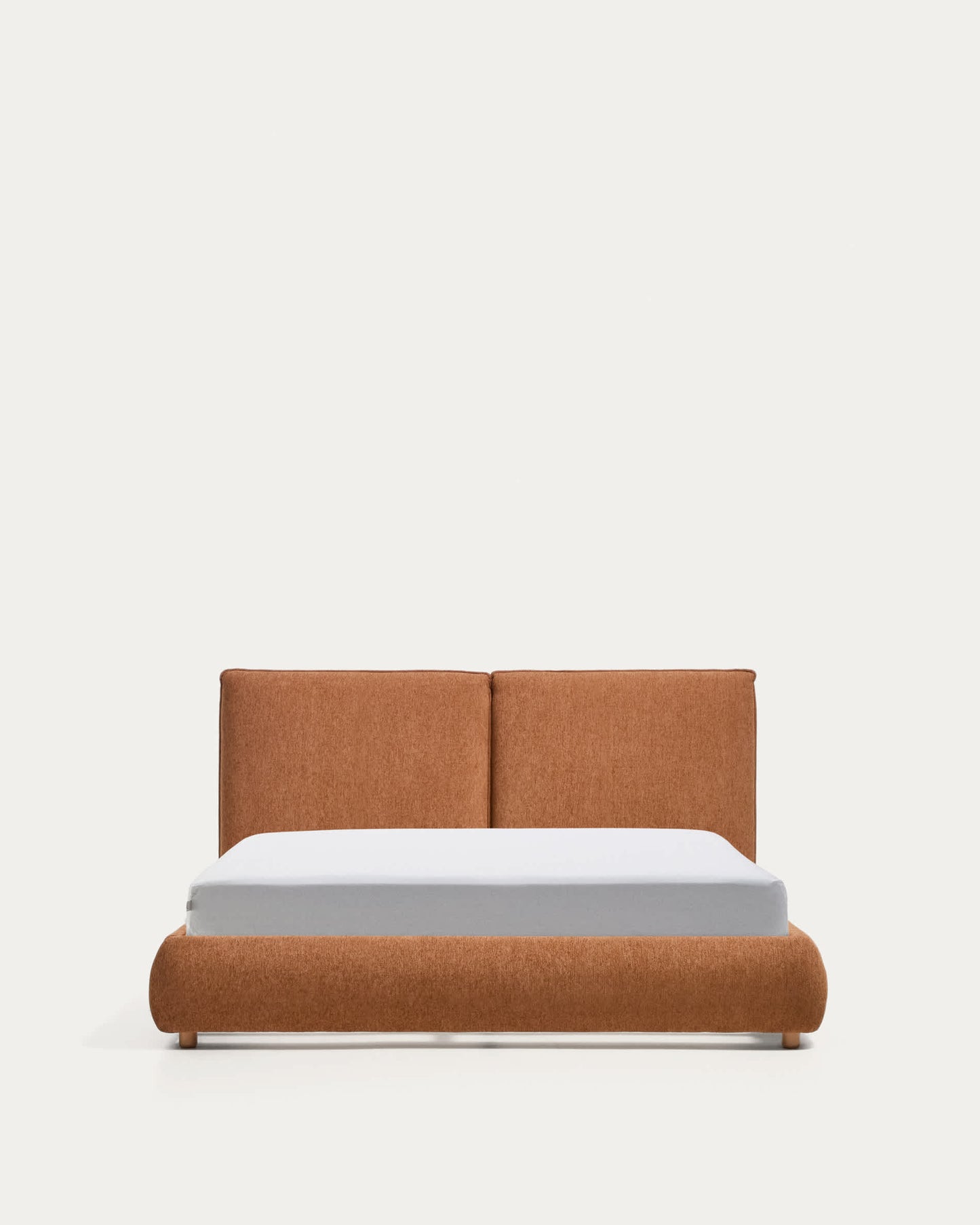 Letto Elerio in ciniglia rosso ramato chiaro per materasso da 150 x 200 cm