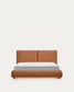Letto Elerio in ciniglia rosso ramato chiaro per materasso da 150 x 200 cm