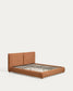 Letto Elerio in ciniglia rosso ramato chiaro per materasso da 150 x 200 cm