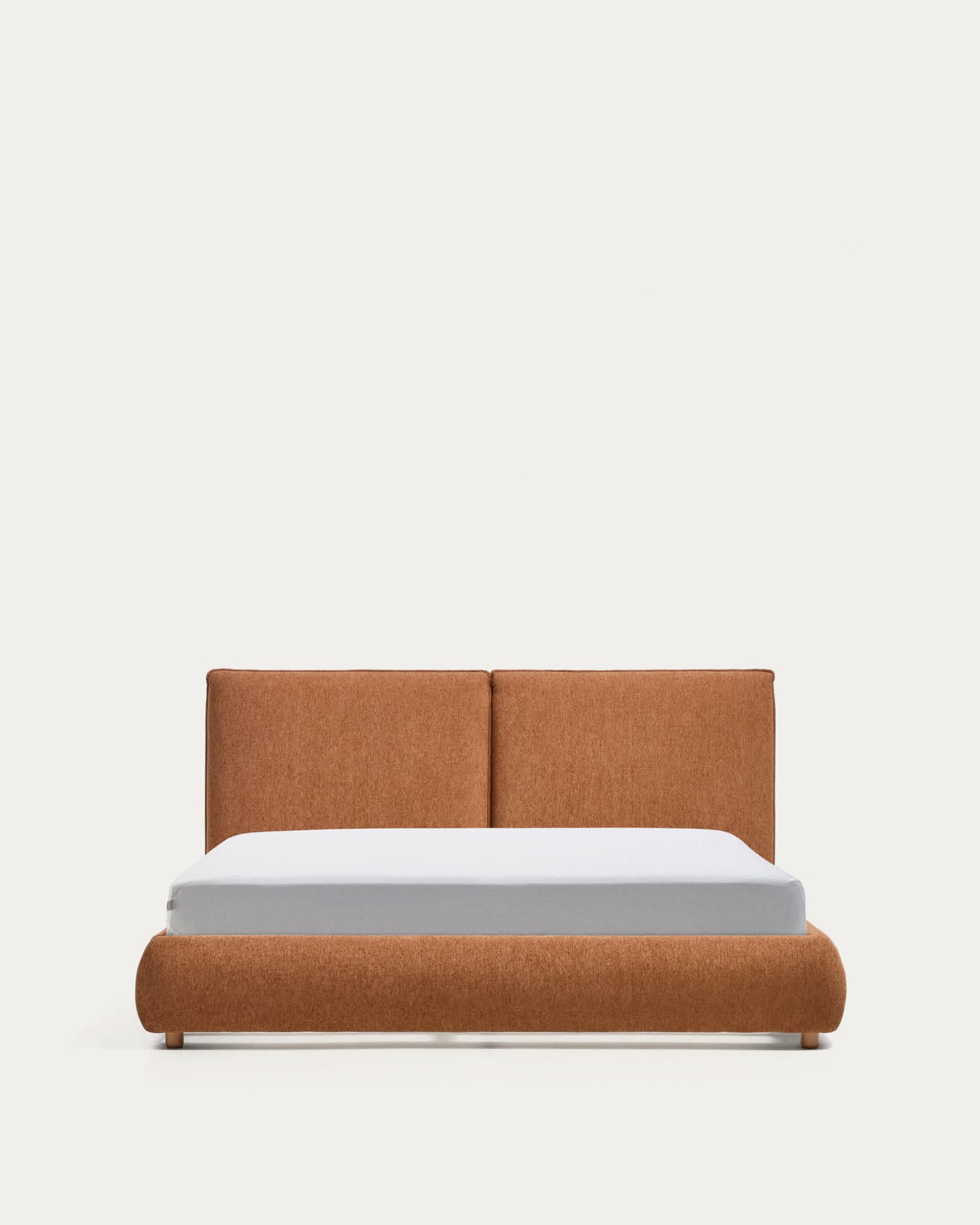 Letto Elerio in ciniglia rosso ramato chiaro per materasso da 160 x 200 cm
