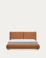 Letto Elerio in ciniglia rosso ramato chiaro per materasso da 160 x 200 cm