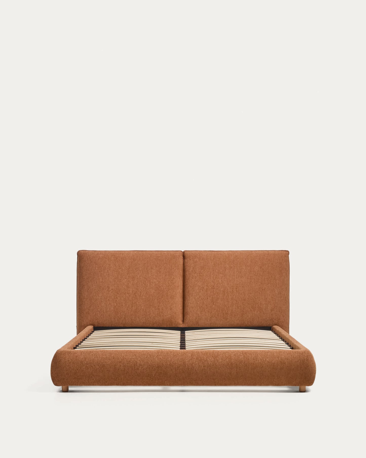 Letto Elerio in ciniglia rosso ramato chiaro per materasso da 160 x 200 cm
