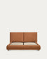 Letto Elerio in ciniglia rosso ramato chiaro per materasso da 160 x 200 cm