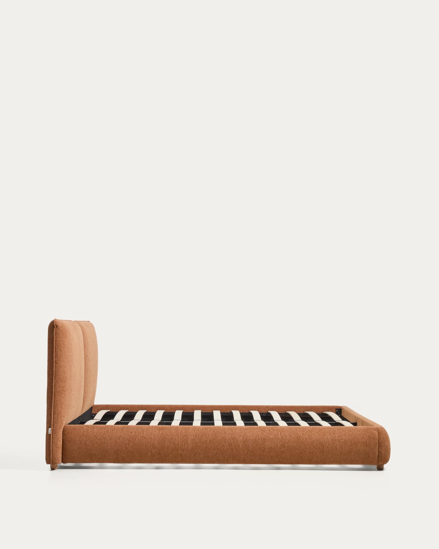 Letto Elerio in ciniglia rosso ramato chiaro per materasso da 160 x 200 cm