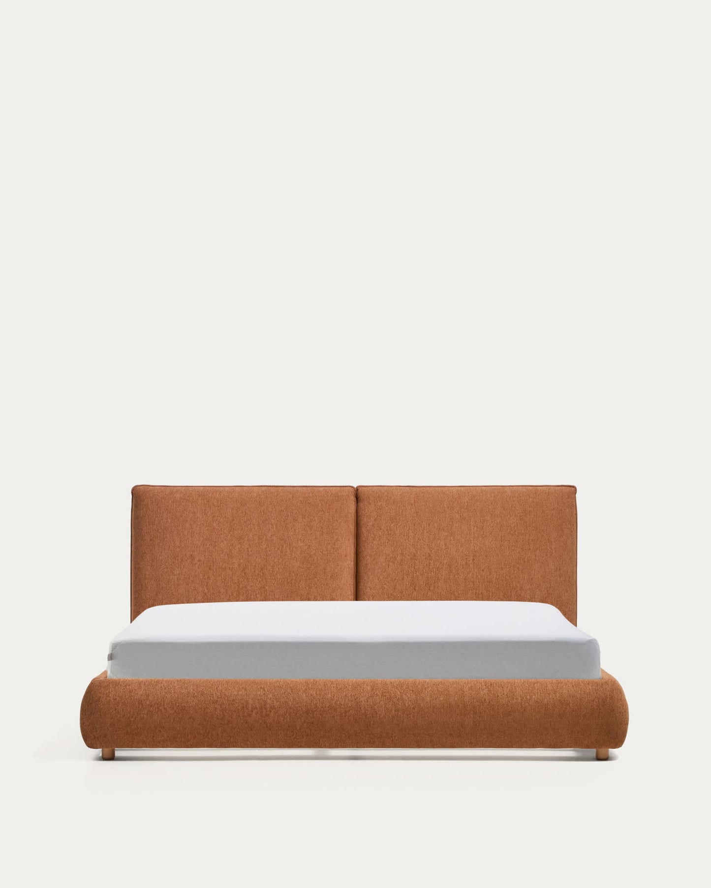 Letto Elerio in ciniglia rosso ramato chiaro per materasso da 180 x 200 cm