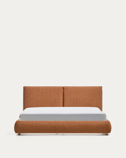 Letto Elerio in ciniglia rosso ramato chiaro per materasso da 180 x 200 cm