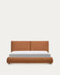 Letto Elerio in ciniglia rosso ramato chiaro per materasso da 180 x 200 cm