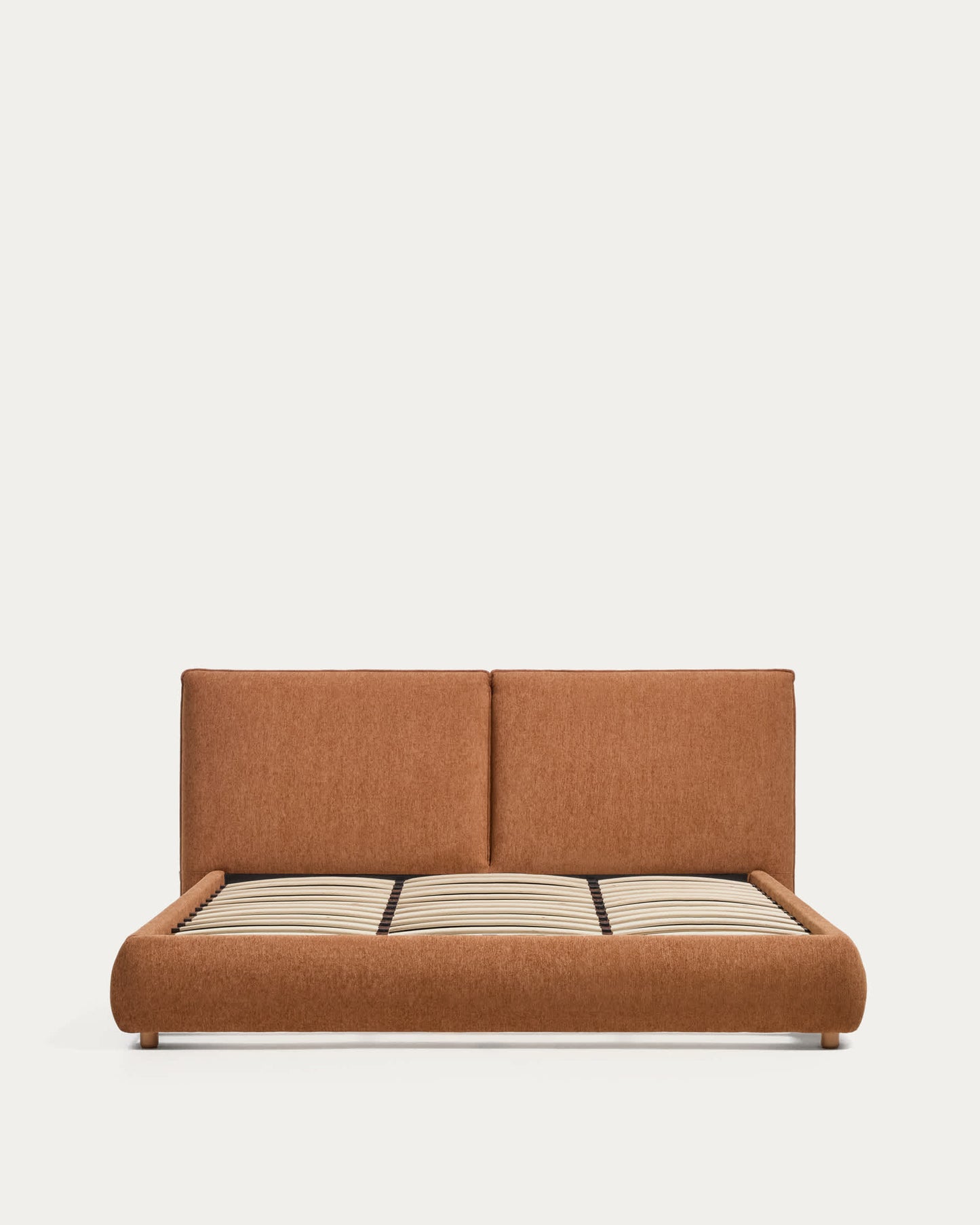 Letto Elerio in ciniglia rosso ramato chiaro per materasso da 180 x 200 cm