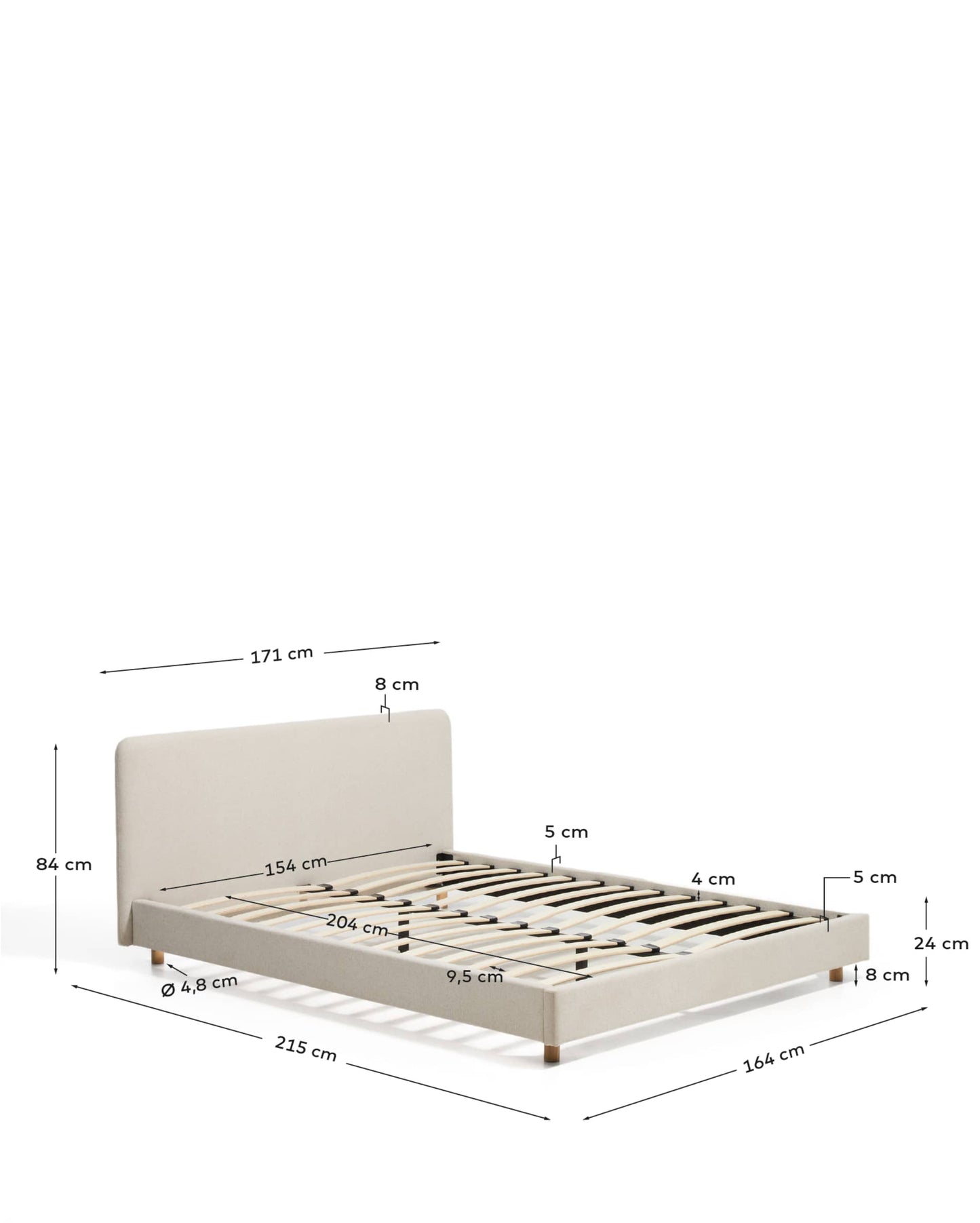 Letto Selven in ciniglia beige