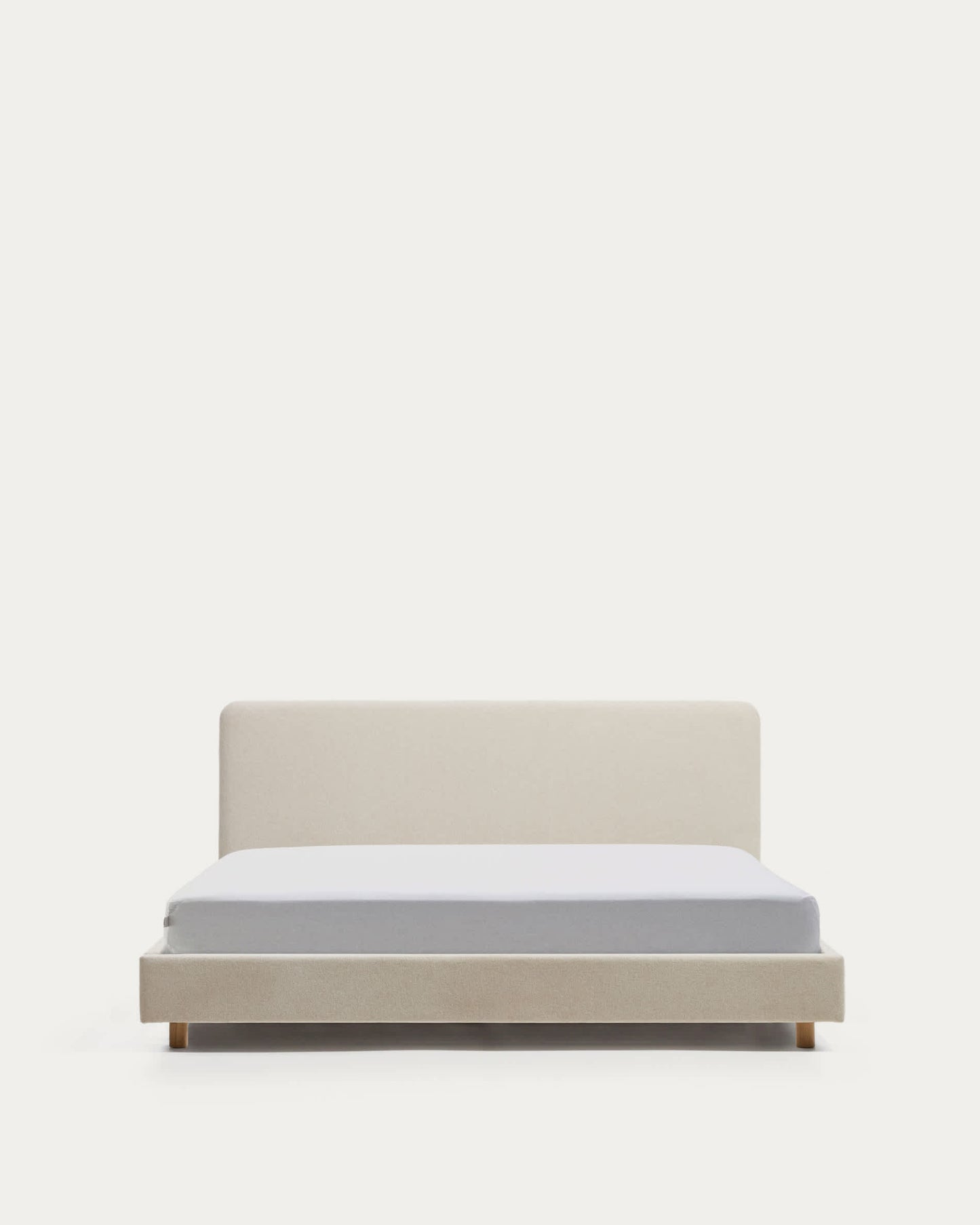 Letto Selven in ciniglia beige per materasso da 150 x 200 cm