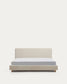 Letto Selven in ciniglia beige per materasso da 150 x 200 cm
