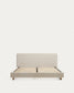 Letto Selven in ciniglia beige per materasso da 150 x 200 cm