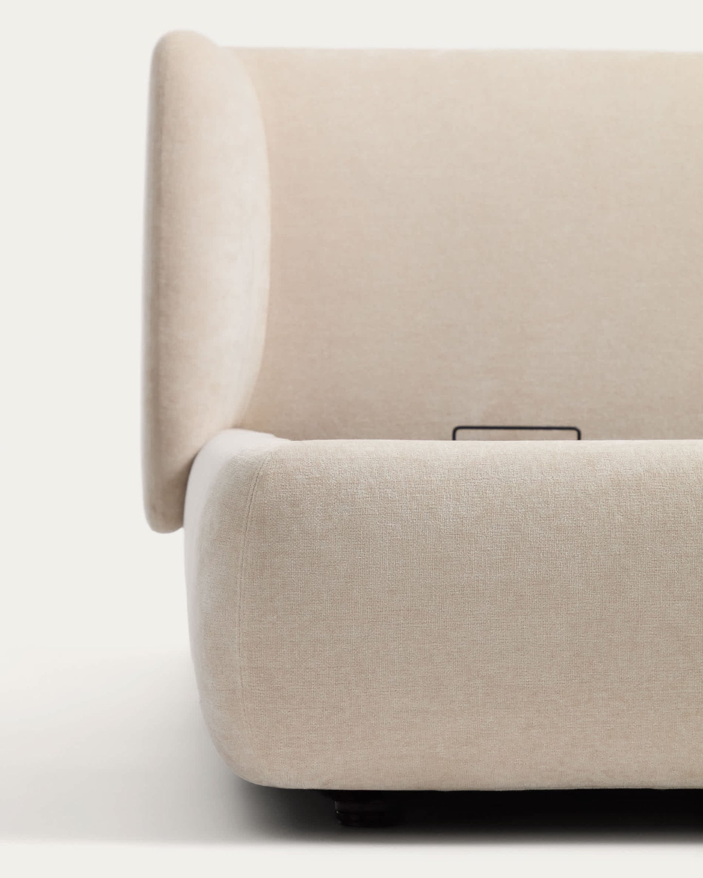 Letto sfoderabile con letto contenitore Nerla in ciniglia beige per materasso da 160 x 200 cm