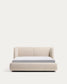 Letto sfoderabile con letto contenitore Nerla in ciniglia beige per materasso da 160 x 200 cm