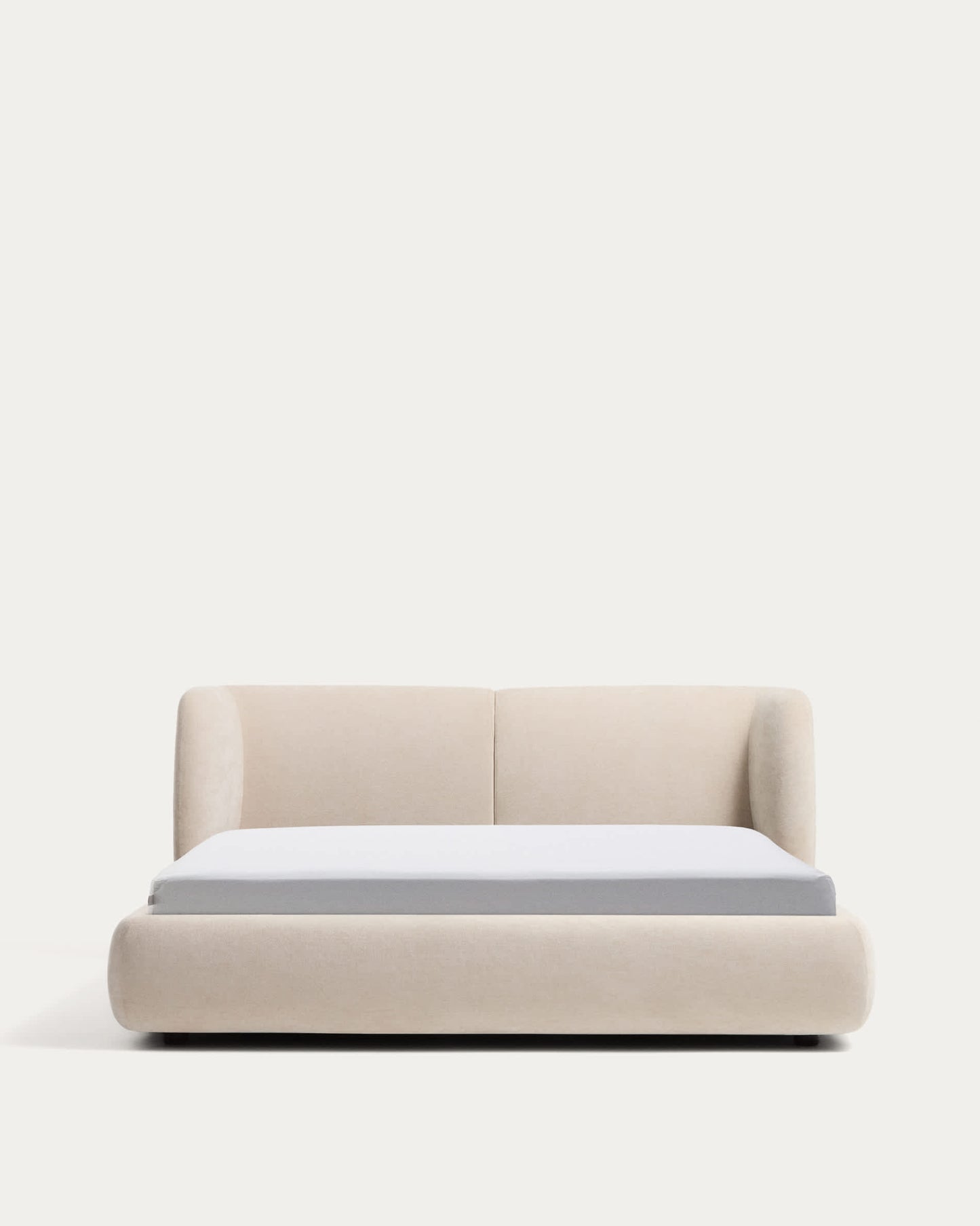 Letto sfoderabile con contenitore Nerla in ciniglia beige per materasso 180 x 200 cm