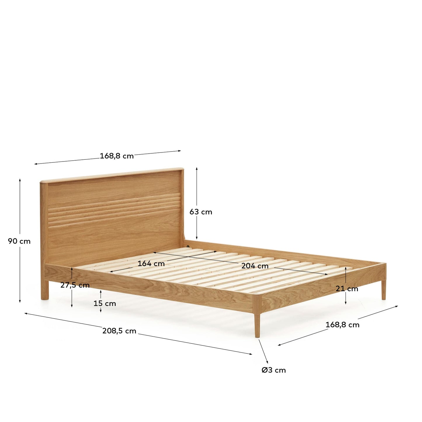 Letto Lenon in legno e rovere impiallacciato per materasso 160 x 200 cm FSC MIX Credit