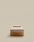 Chaise-longue Topaz in ciniglia beige e legno massello di frassino finitura naturale 200cm FSC 100%