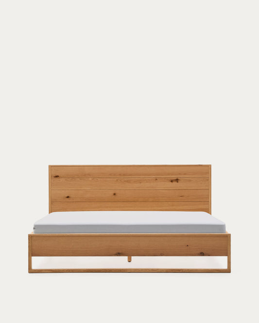 Letto Alguema con impiallacciatura in rovere e finitura naturale per materasso 180 x 200 cm
