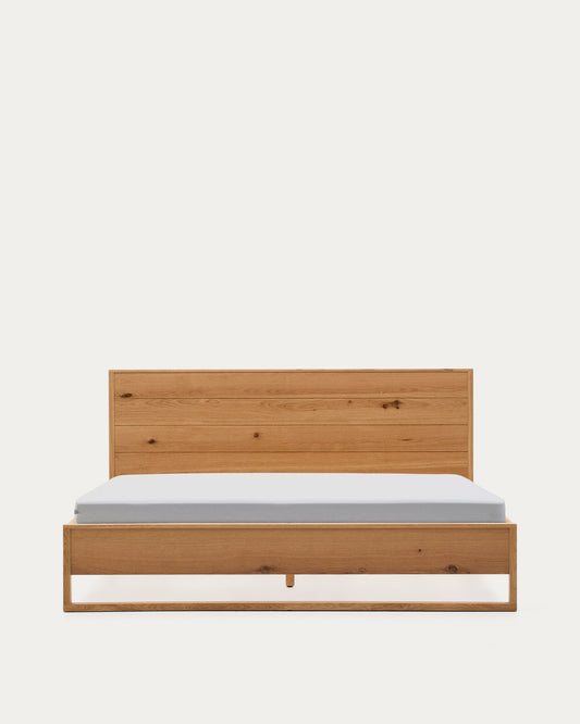 Letto Alguema con impiallacciatura in rovere e finitura naturale per materasso 180 x 200 cm
