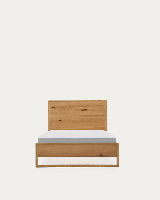 Letto Alguema con impiallacciatura in rovere e finitura naturale per materasso 90 x 190 cm