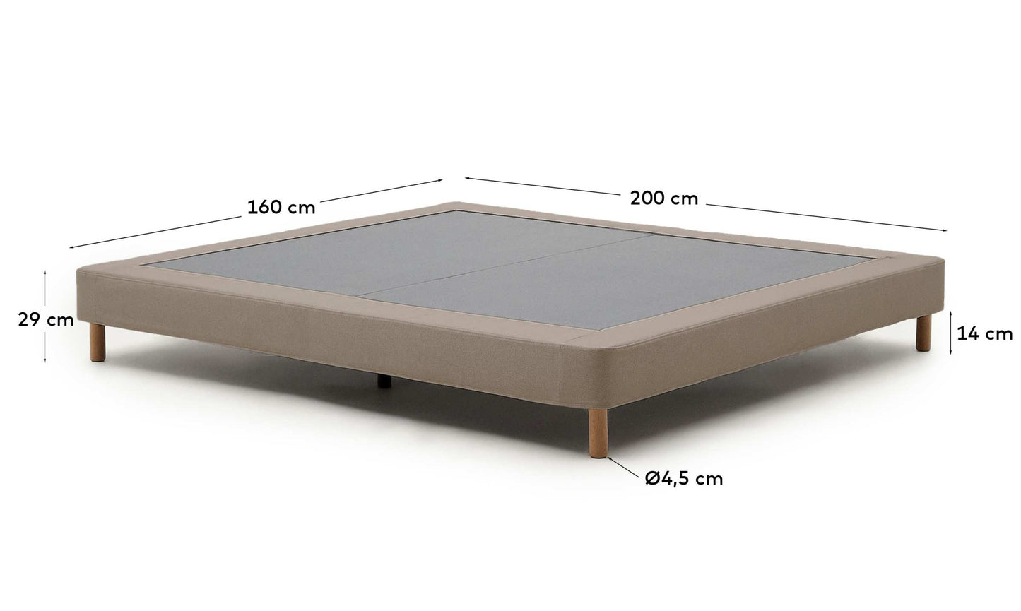 Base sfoderabile Ofelia marrone con gambe in legno massiccio di faggio per materasso da 160 x 200 cm