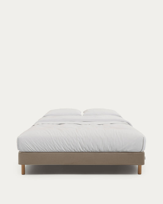 Base sfoderabile Ofelia marrone con gambe in legno massiccio di faggio per materasso da 160 x 200 cm